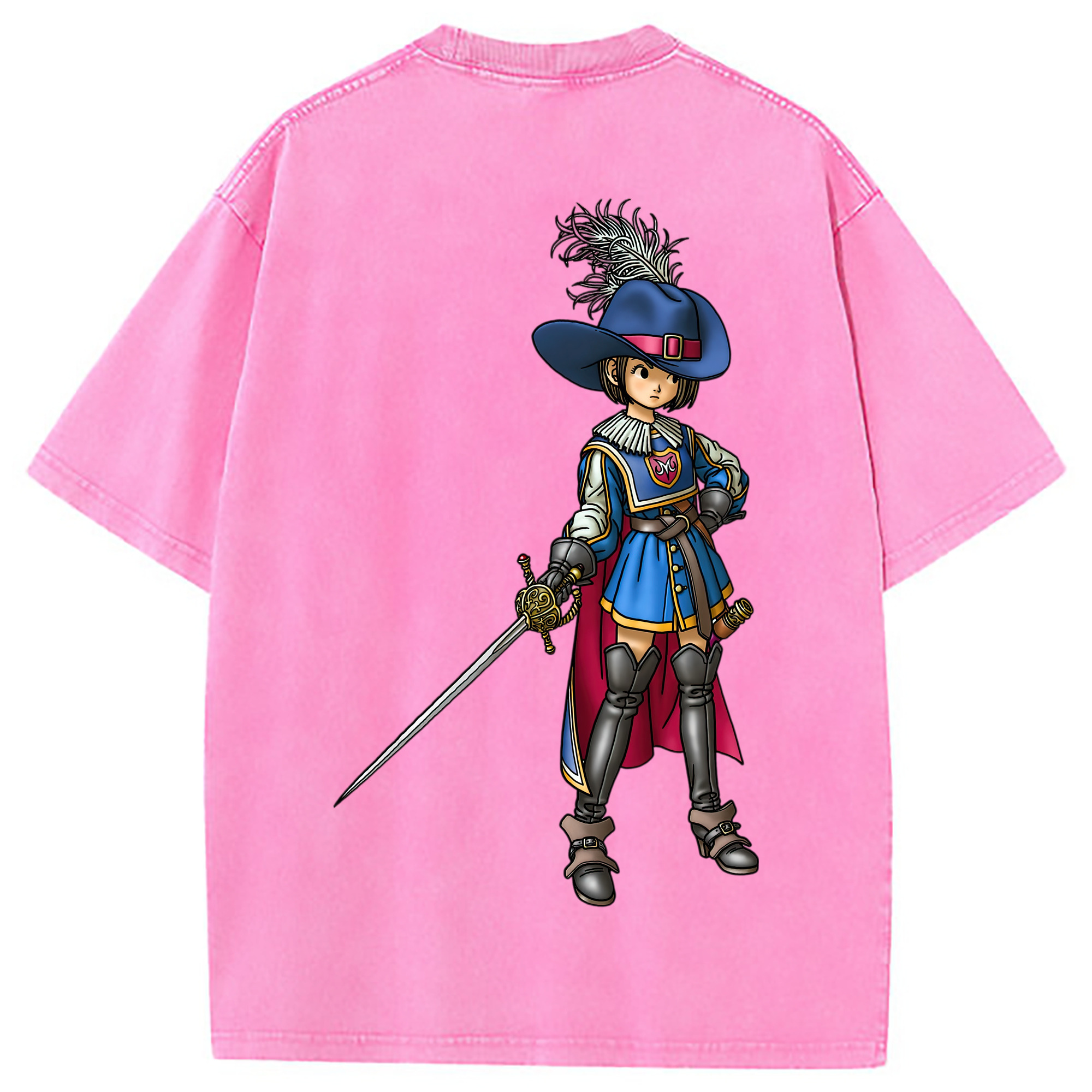 （画像用） ドラゴンクエスト Doragon Kuesuto Dragon Quest 綿100% ヴィンテージ風 半袖Tシャツ（背面プリント）